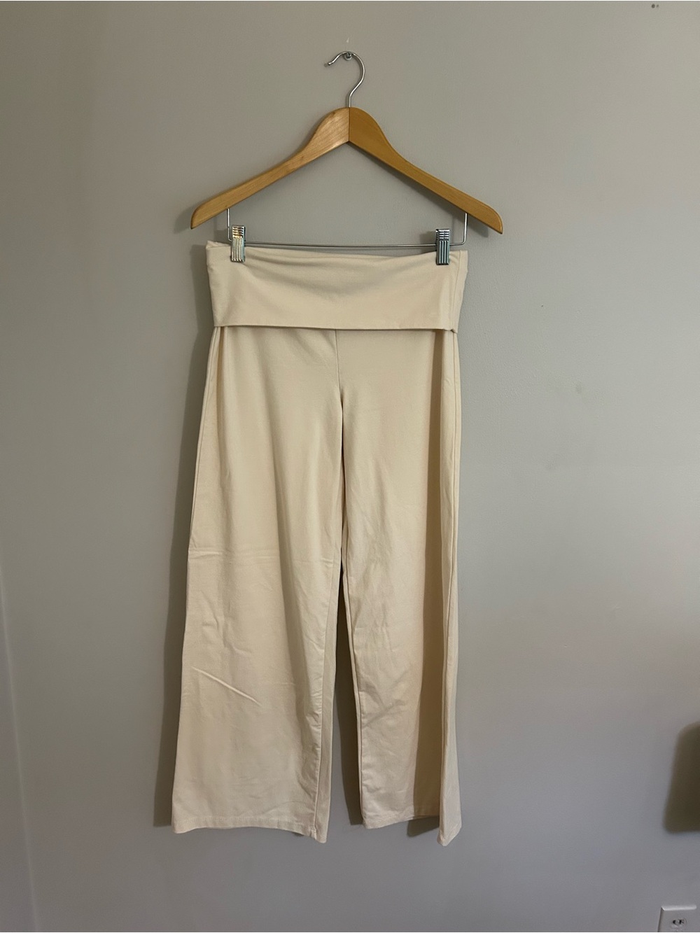 Always Cream Fold-Over Wide Leg Pants